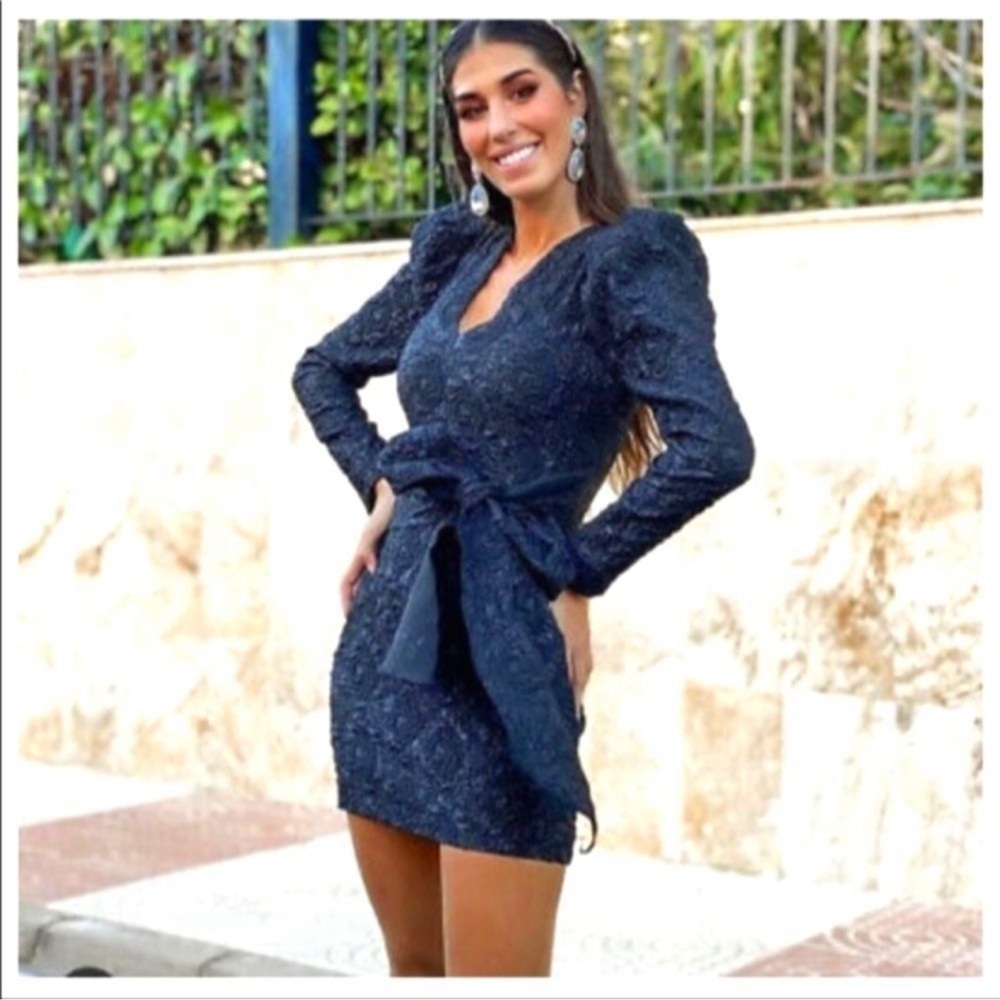 ZARA PUFF SLEEVE DRESS WITH BOW BLOGGER FAV
